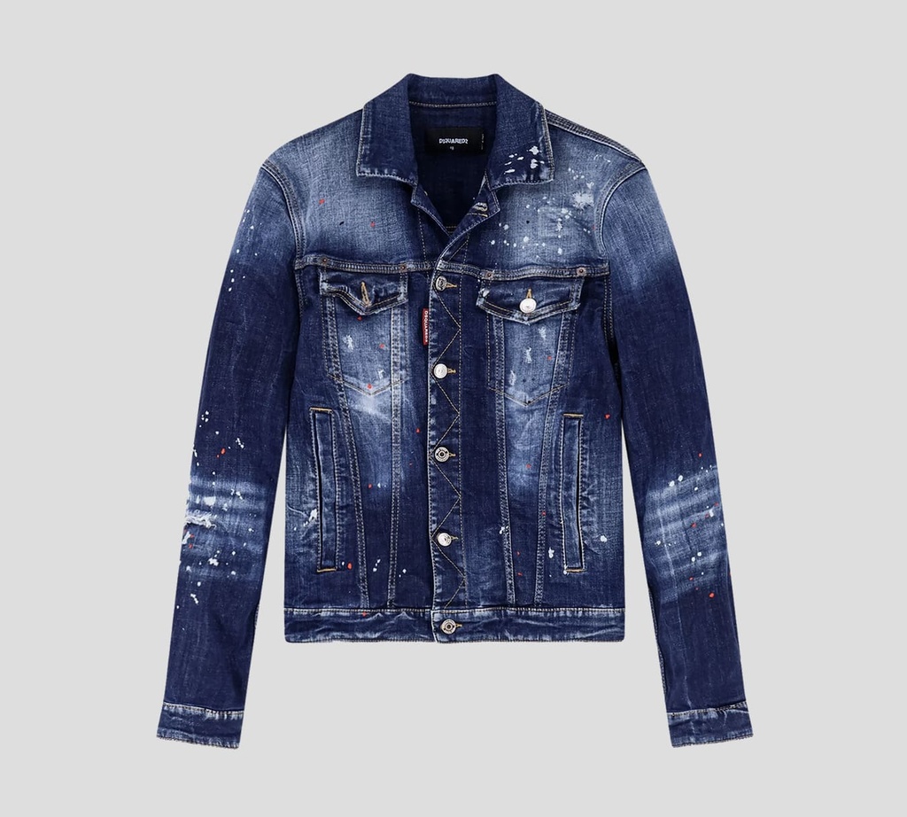 Dsquared2 - CHAQUETA DE JEAN CON SALPICADURA DE PINTURA Y PRELAVADOS