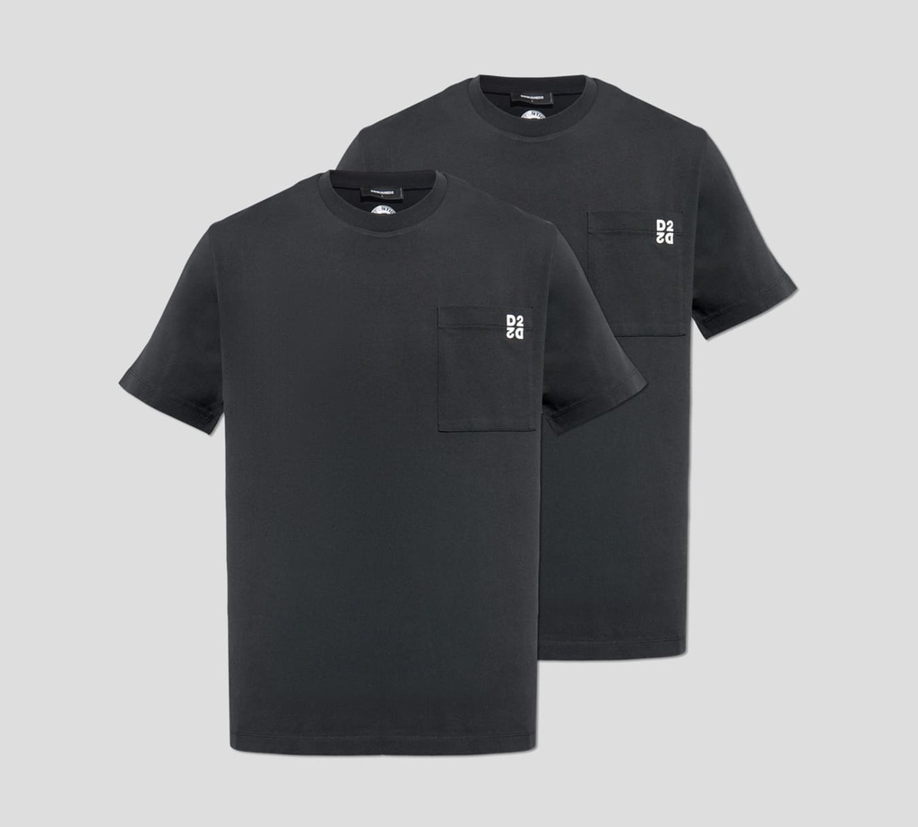 Dsquared2 - BI PACK DE FRANELAS CUELLO REDONDO D2 CON BOLSILLO