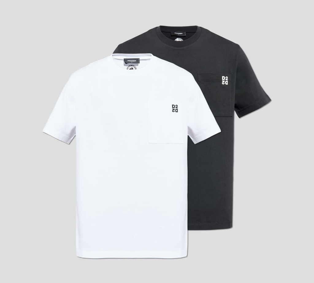 Dsquared2 - BI PACK DE FRANELAS CUELLO REDONDO D2 CON BOLSILLO