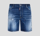 Dsquared2 - BERMUDA DE JEAN CON SALPICADO DE PINTURA Y RASGADURAS