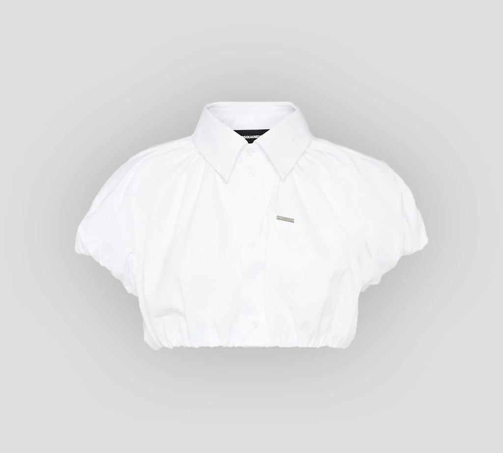 Dsquared2 - CROP TOP GLOBO CON MINI PLACA METÁLICA Y BOLSILLO FRONTAL