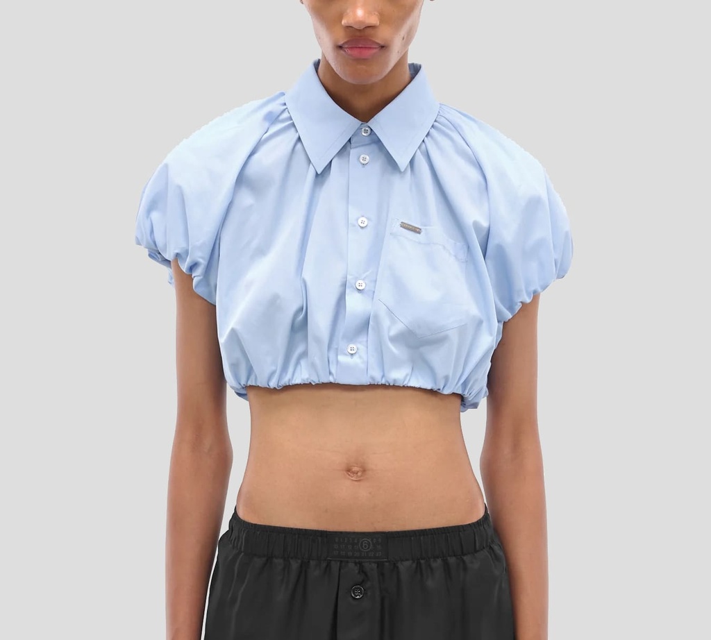 Dsquared2 - CROP TOP GLOBO CON MINI PLACA METÁLICA Y BOLSILLO FRONTAL