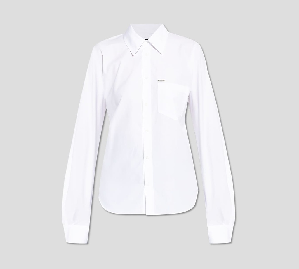 Dsquared2 - CAMISA MANGA LARGA CON MINI PLACA METÁLICA Y ACABADOS REDONDOS