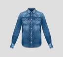 Dsquared2 - CAMISA DE JEAN MANGA LARGA CON DOBLE BOLSILLO FRONTAL CON DETALLES PRELAVADOS