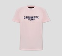 Dsquared2 - FRANELA ROSADA CUELLO REDONDO CON LOGO EN RELIEVE TEXTURIZADO EN GAMUZA