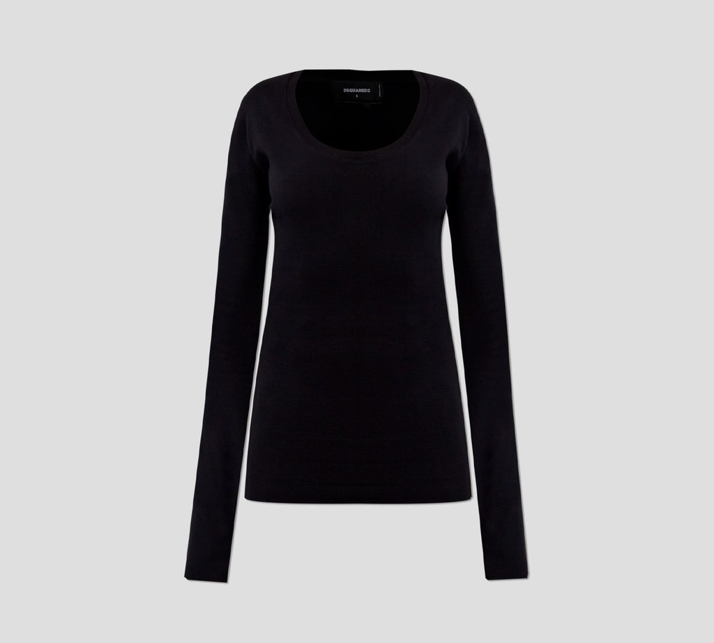 Dsquared2 - SWEATER NEGRO CUELLO AMPLIO DE PUNTO