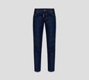 Dsquared2 - JEAN JENNIFER CORTE BAJO Y RECTO OSCURO CON ETIQUETA DE CUERO ROJA