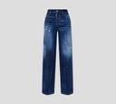 Dsquared2 - JEAN TRAVELLER CORTE ALTA CON BOTA AMPLIA Y MANCHAS DE PINTURA