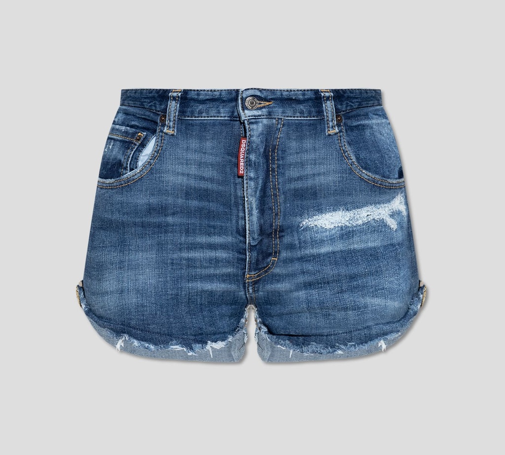 Dsquared2 - SHORT DE JEAN CON RASGADURAS Y RUEDOS DESHILACHADOS