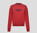Dsquared2 - SWEATER CUELLO REDONDO CLÁSICO ROJO CON LOGO ESTAMPADO