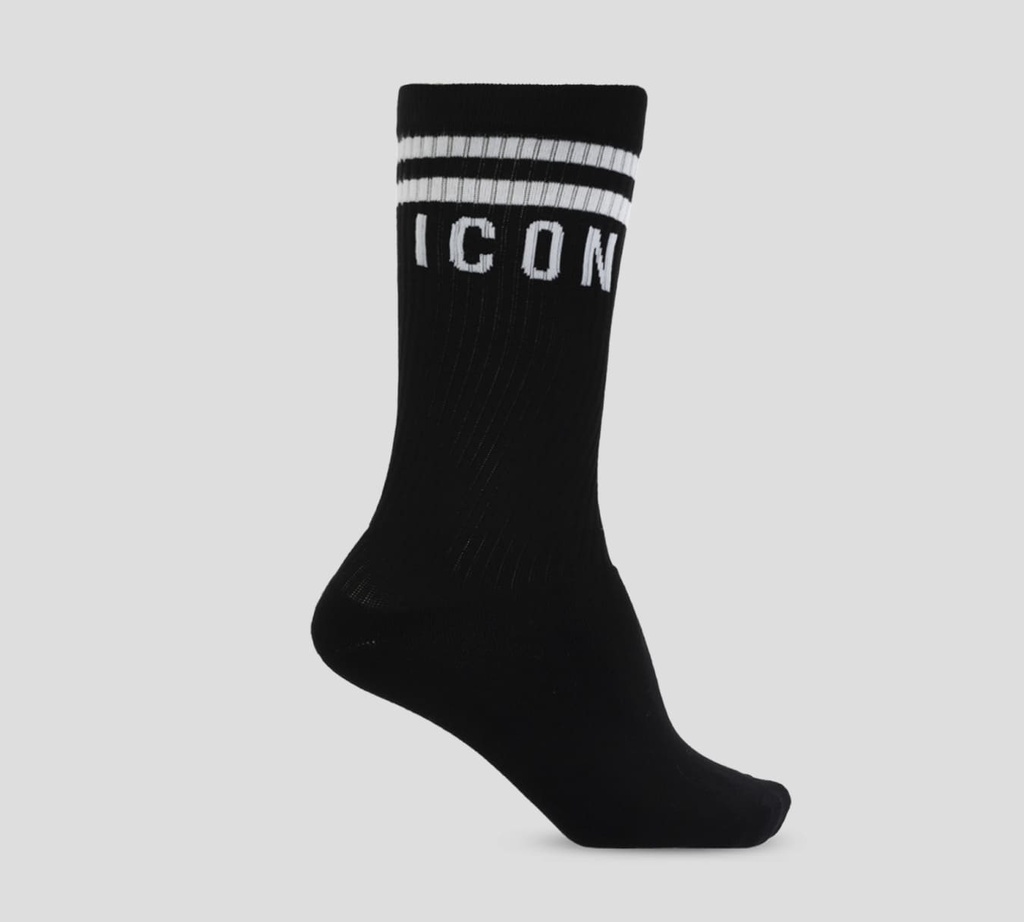 Dsquared2 - MEDIAS LARGAS ICON NEGRAS CON BLANCO