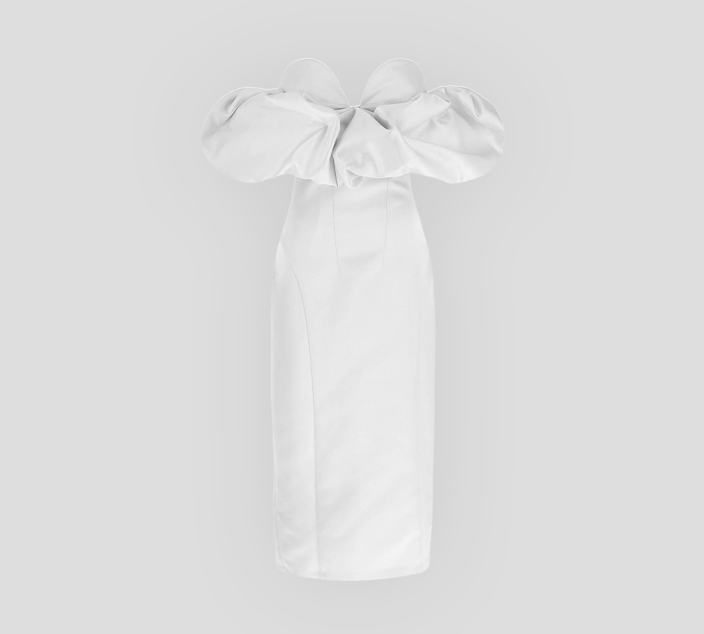 Elisabetta Franchi - VESTIDO BLANCO MARFIL STRAPLESS