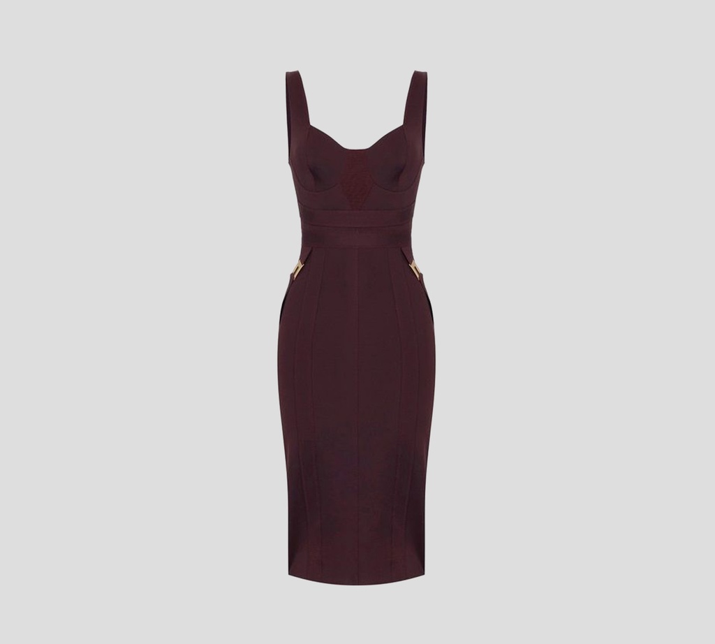 Elisabetta Franchi - VESTIDO MERLOT CON DETALLES DORADOS