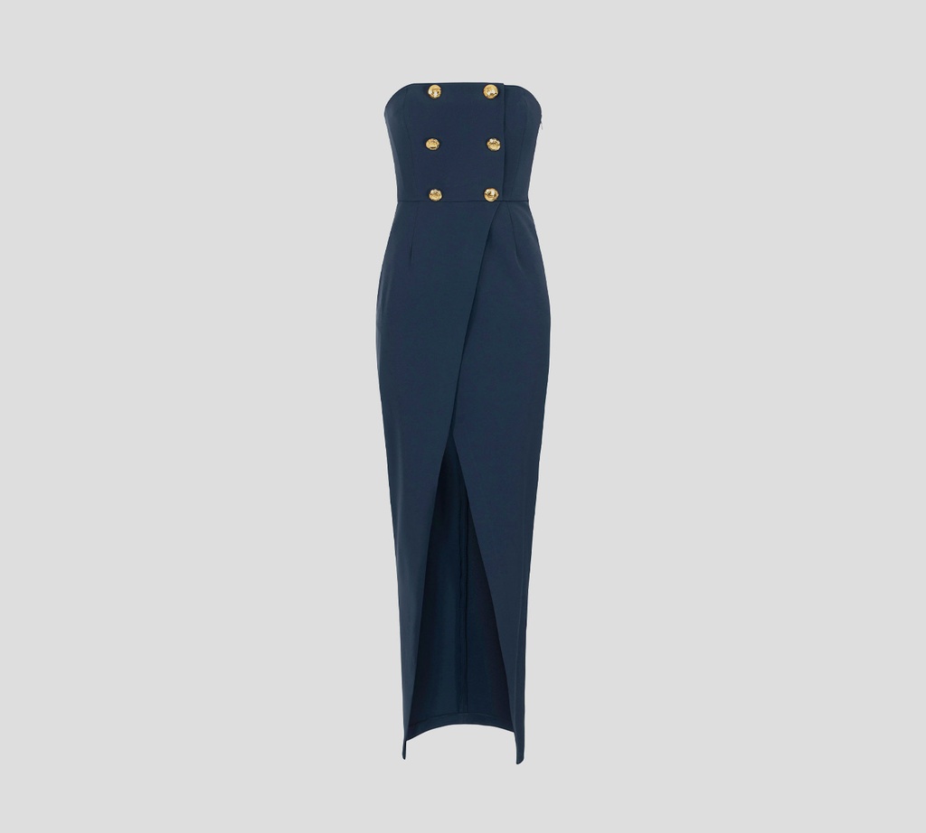 Elisabetta Franchi - VESTIDO AZUL CON ABERTURA FRONTAL