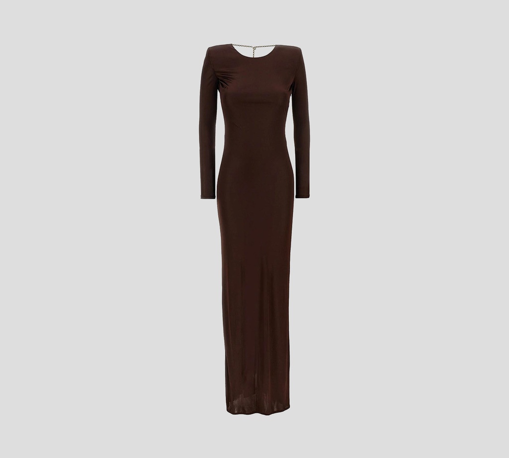 Elisabetta Franchi - VESTIDO CAFE MANGA LARGA CON ESPALDA ABIERTA