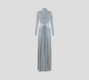 Elisabetta Franchi - VESTIDO STARLIGHT MANGA LARGA CON DETALLE FRONTAL DORADO