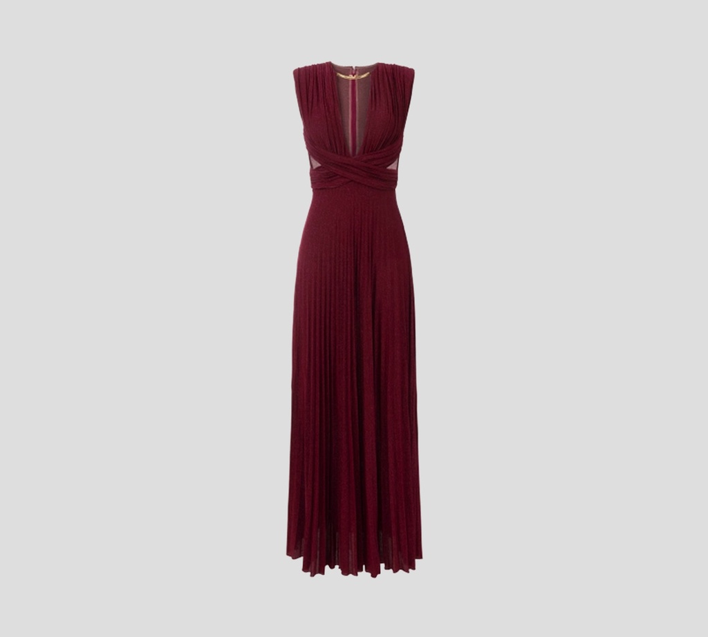 Elisabetta Franchi - VESTIDO CHERRY CON COLLAR EN DORADO