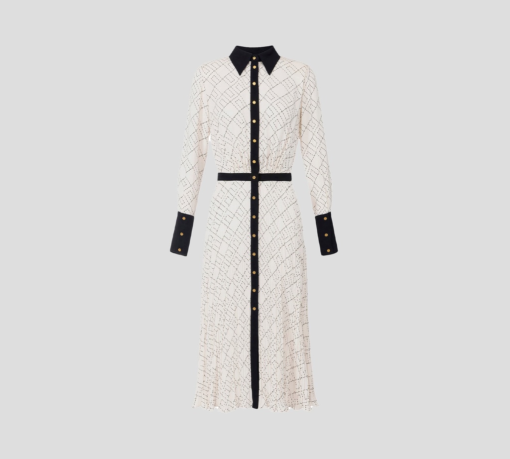 Elisabetta Franchi - VESTIDO BLANCO CON NEGRO CON BOTONES DORADOS
