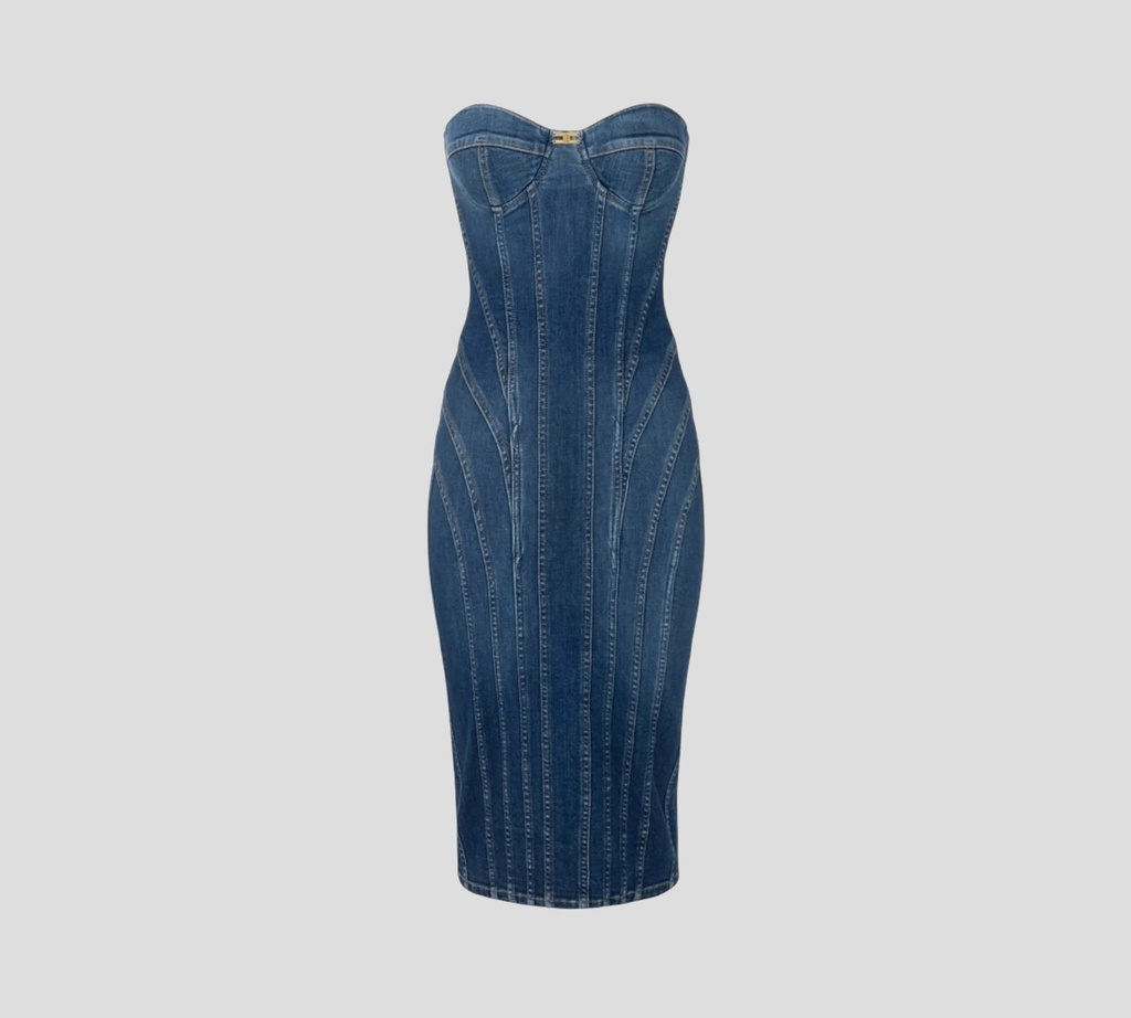 Elisabetta Franchi - VESTIDO MIDI DE DENIM