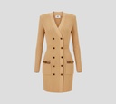 Elisabetta Franchi - VESTIDO CAMEL TIPO CARDIGAN CON BOTONES MARRONES