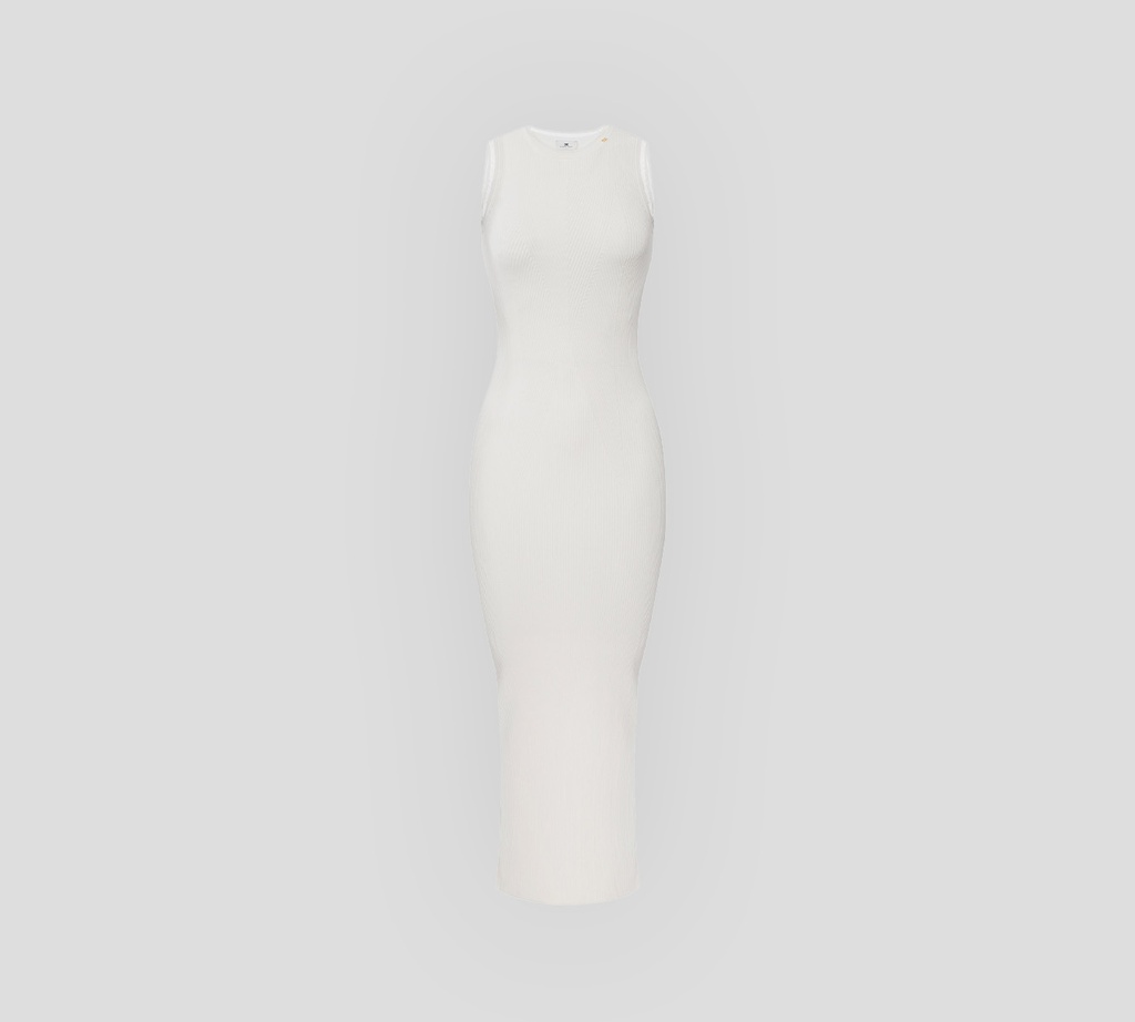 Elisabetta Franchi - VESTIDO BLANCO LARGO SIN MANGAS CON DETALLE MESH