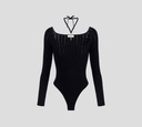 Elisabetta Franchi - BODY NEGRO MANGA LARGA CONDETALLE DORADO