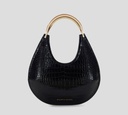 Elisabetta Franchi - CARTERA NEGRA CON ASA DORADA Y TEXTURIZADO DE PIEL DE SERPIENTE