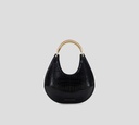 Elisabetta Franchi - CARTERA NEGRA PRINT DE SERPIENTE ASA DORADA