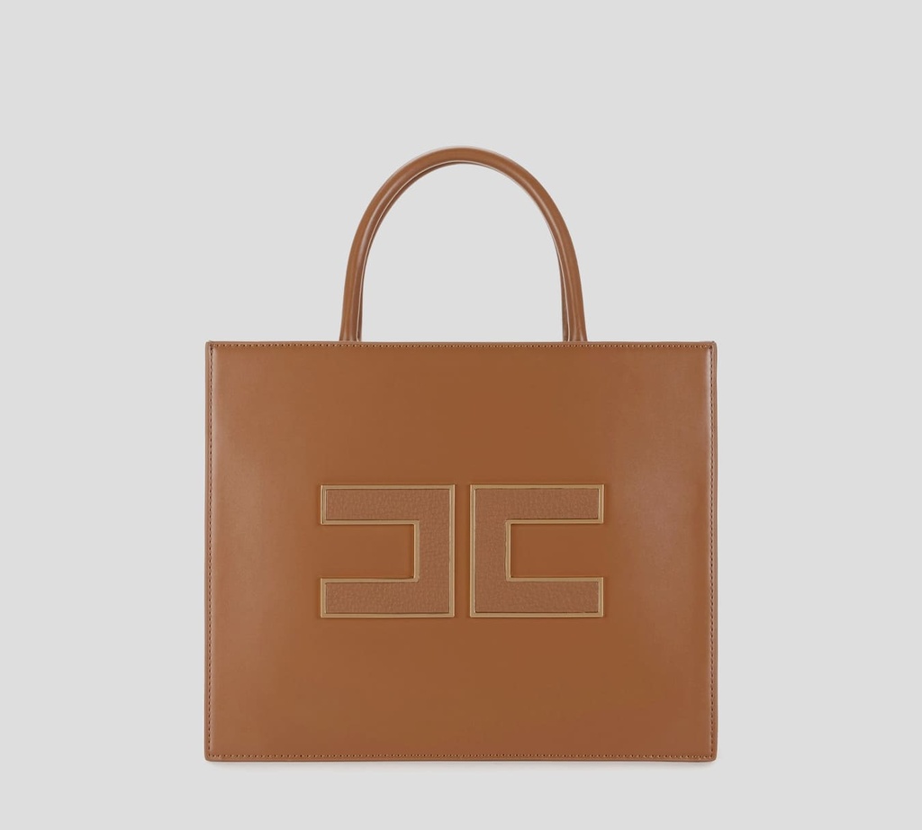 Elisabetta Franchi - CARTERA CAMEL CON ASA Y LOGOTIPADO TEXTURIZADO
