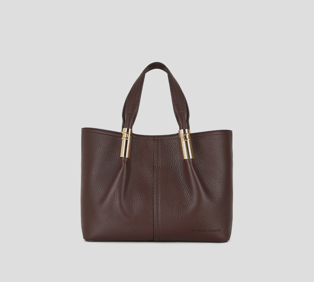 Elisabetta Franchi - CARTERA CAFÉ CON DETALLES DORADOS