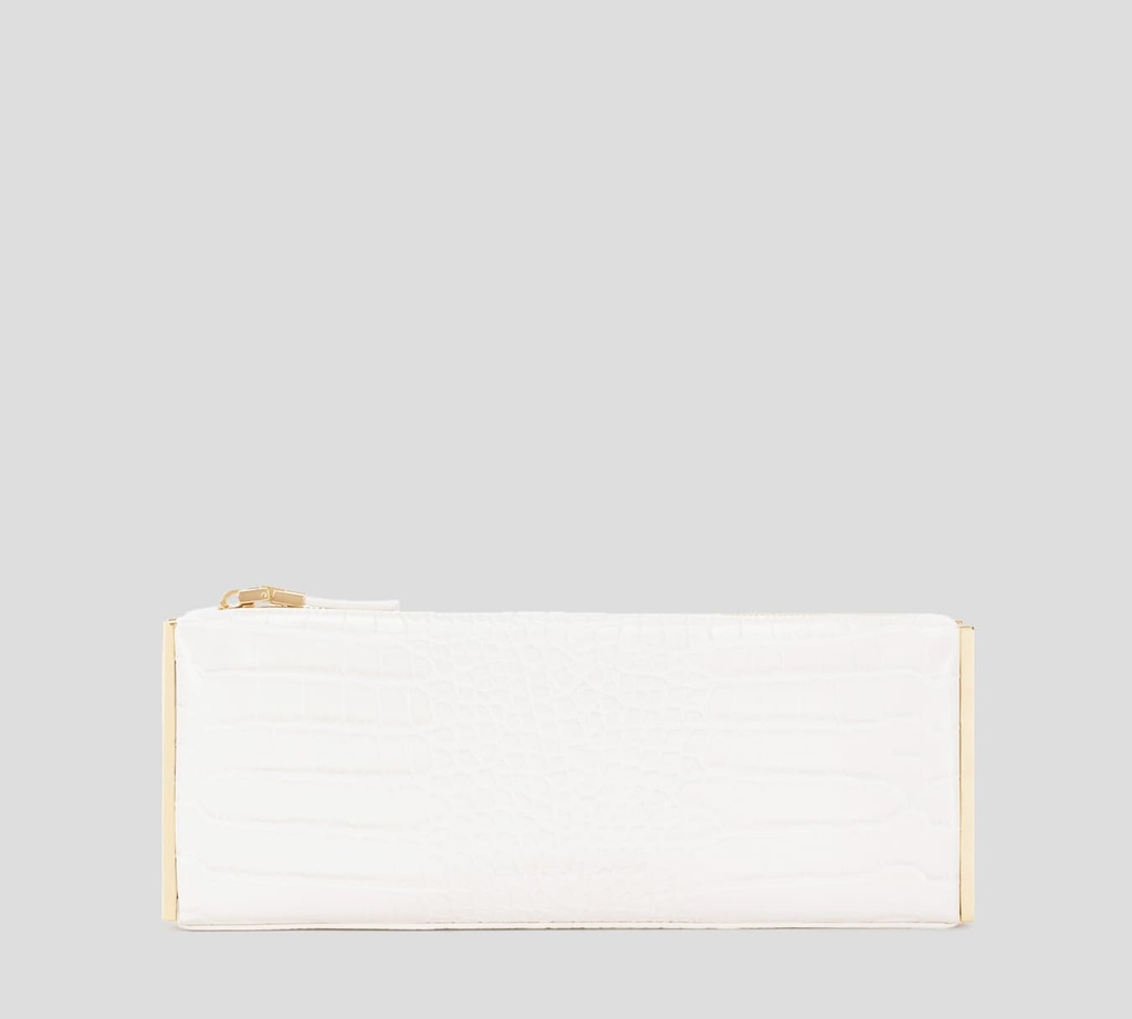 Elisabetta Franchi - CARTERA DE MANO BLANCO HUESO CON TEXTURIZADO DE PIEL DE SERPIENTE