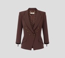 Elisabetta Franchi - BLAZER MARRON OSCURO CON BOTONES DORADOS