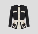 Elisabetta Franchi - BLAZER NEGRO PEPLUM MANGA 3/4 CON DETALLES DORADOS