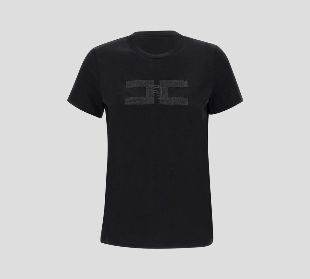 Elisabetta Franchi - FRANELA NEGRA CON LOGO BORDADO