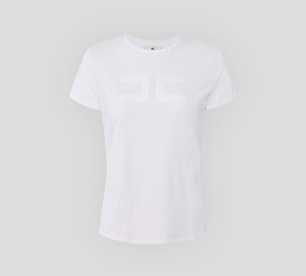 Elisabetta Franchi - FRANELA BLANCA CON LOGO BORDADO