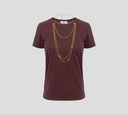 Elisabetta Franchi - FRANELA MERLOT CON CADENA DORADA LARGA