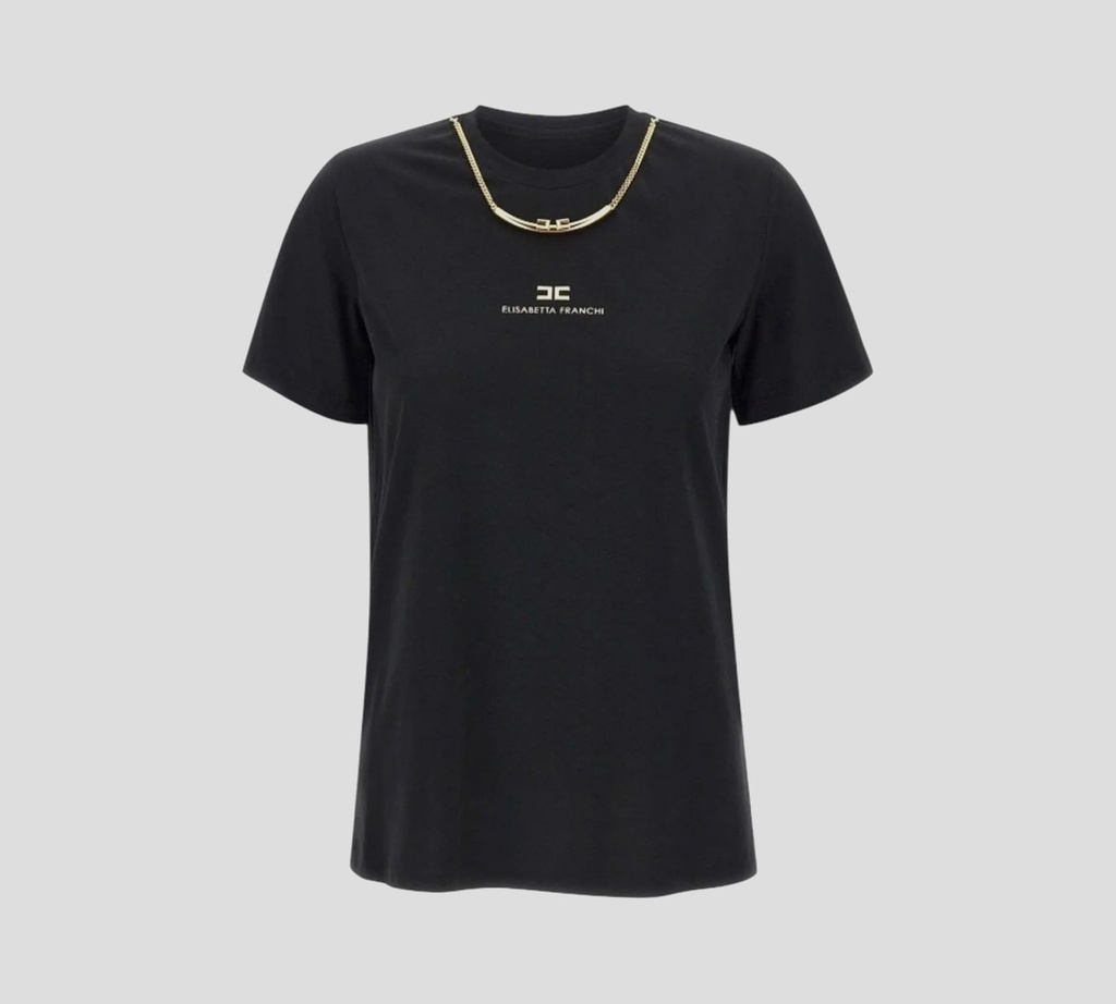 Elisabetta Franchi - FRANELA NEGRA CON COLLAR DORADO