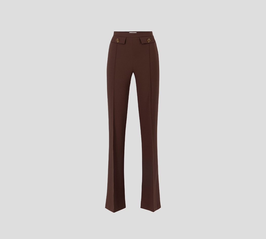 Elisabetta Franchi - PANTALON CAFÉ CON BOTONES DORADOS