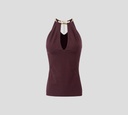 Elisabetta Franchi - TOP MERLOT CON DETALLE DORADO EN EL CUELLO TIPO COLLAR