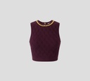 Elisabetta Franchi - CROPTOP MERLOT CON DETALLE DE CADENA EN CUELLO Y CIERRE