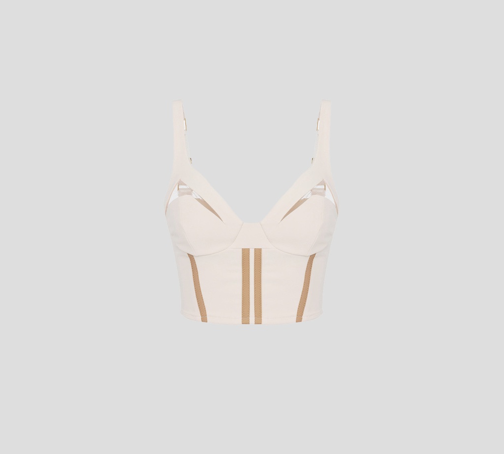 Elisabetta Franchi - TOP CREMA CON LINEAS CAMEL