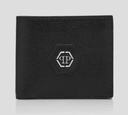 Philipp Plein - BILLETERA NEGRA FRANCESA HEXAGONAL DE PIEL SAFFIANO
