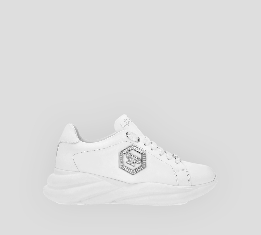 Philipp Plein - SNEAKERS BLANCO CORREDOR DE CUERO NAPPA CRYSTAL FATALE