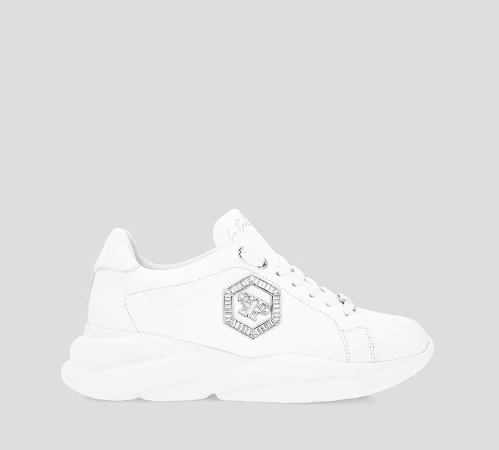 Philipp Plein - SNEAKERS BLANCOS DE CUERO NAPPA CON CRISTALES MODELO FATALE