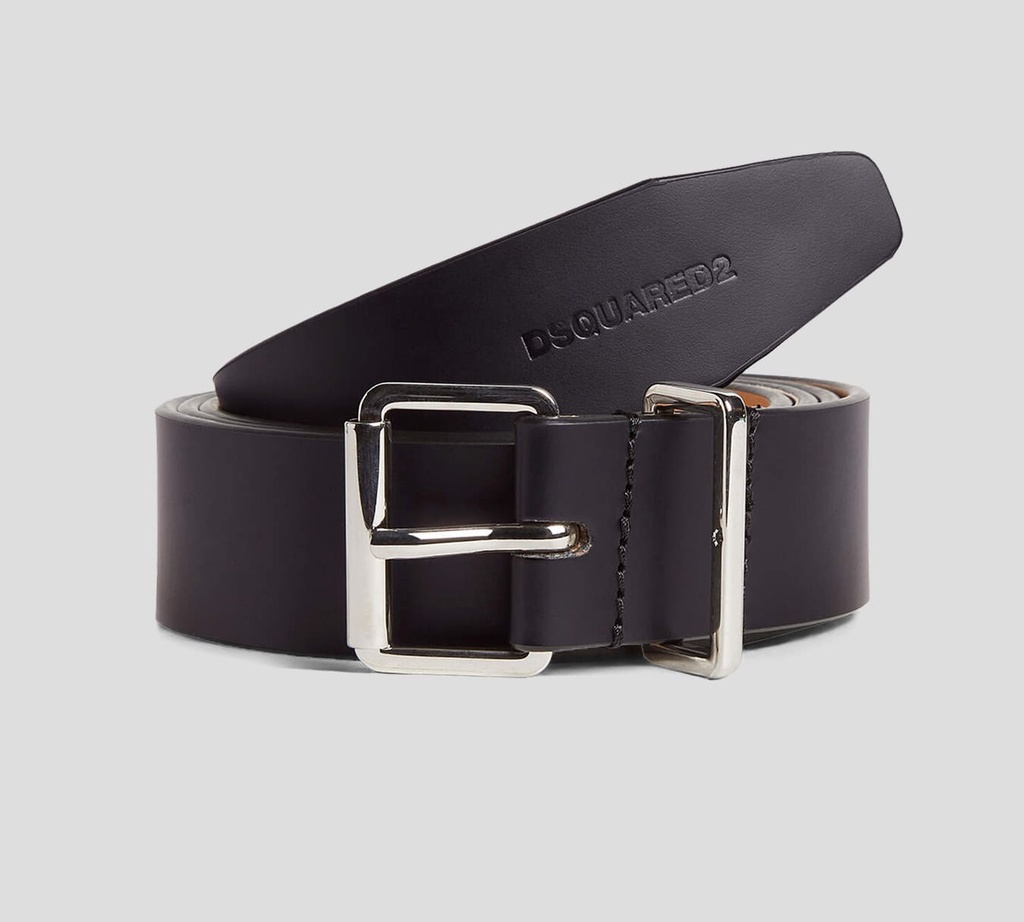 Dsquared2 - CORREA NEGRA DE CUERO CON LOGO REPUJADO