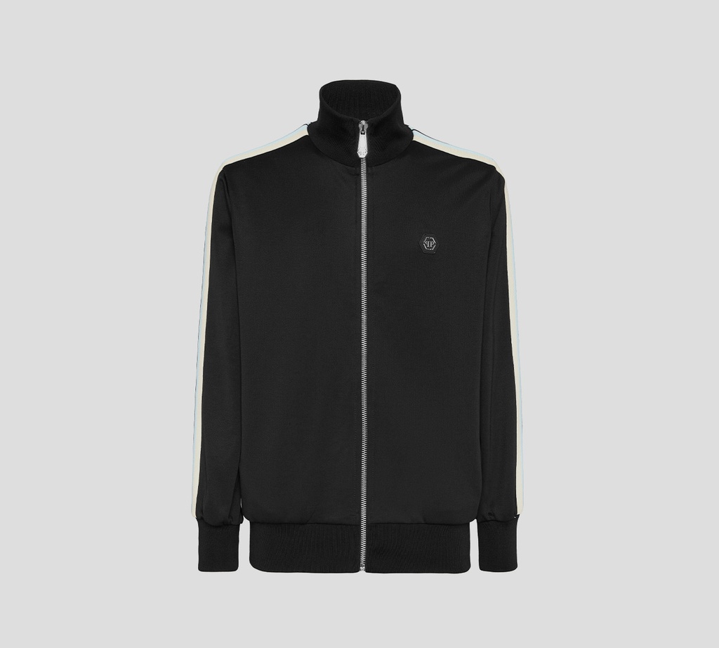 Philipp Plein - CHAQUETA NEGRA DE CHÁNDAL A RAYAS