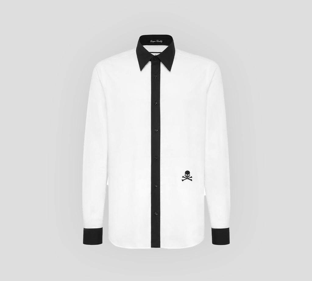 Philipp Plein - CAMISA DE ALGODÓN SUGAR DADDY BICOLOR CON CALAVERA