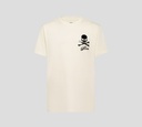 Philipp Plein - FRANELA OFF WHITE ESTAMPADA DE CUELLO REDONDO CON CALAVERA Y HUESOS
