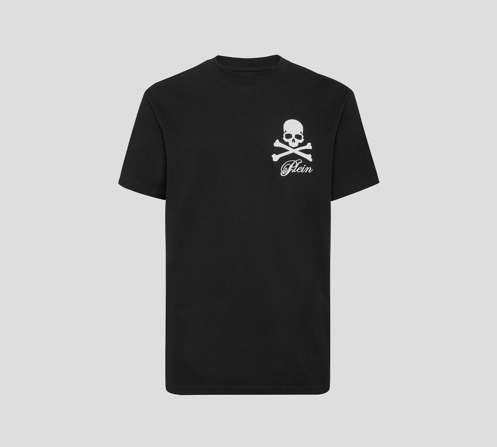 Philipp Plein - FRANELA NEGRA ESTAMPADA DE CUELLO REDONDO CON CALAVERA Y HUESOS