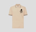 Philipp Plein - POLO BEIGE DE PIQUÉ CON CALAVERA Y HUESOS